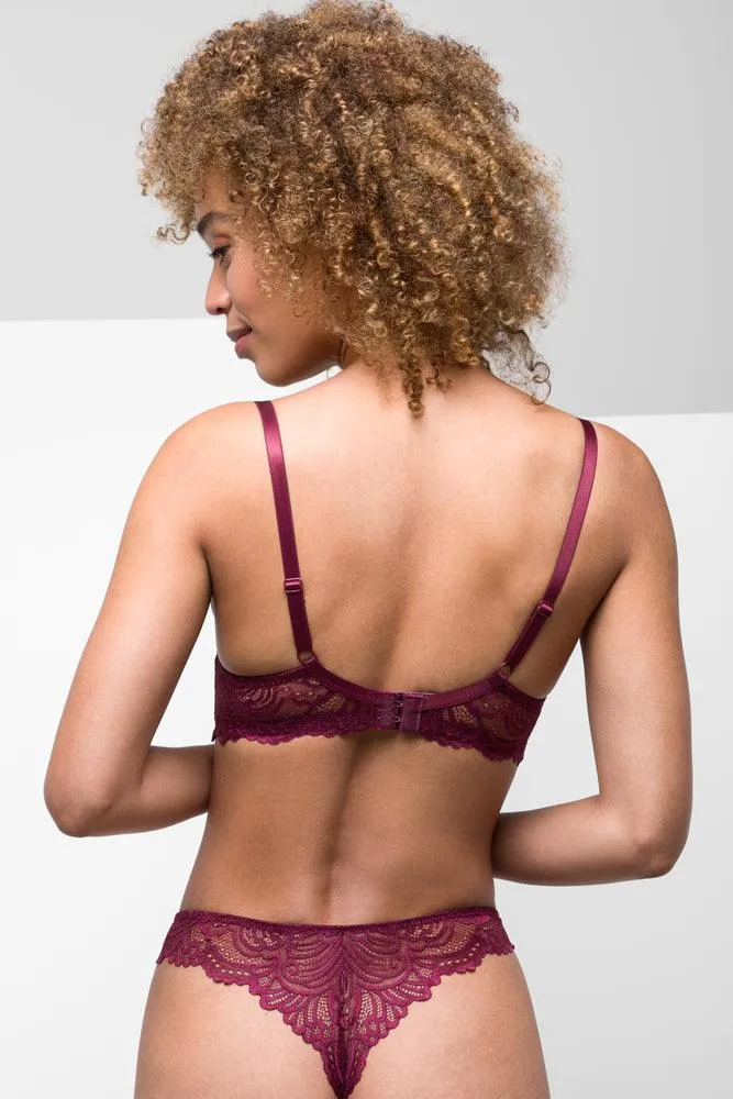 3 Pack Lace Thongs Burgundy, Natural & Cream