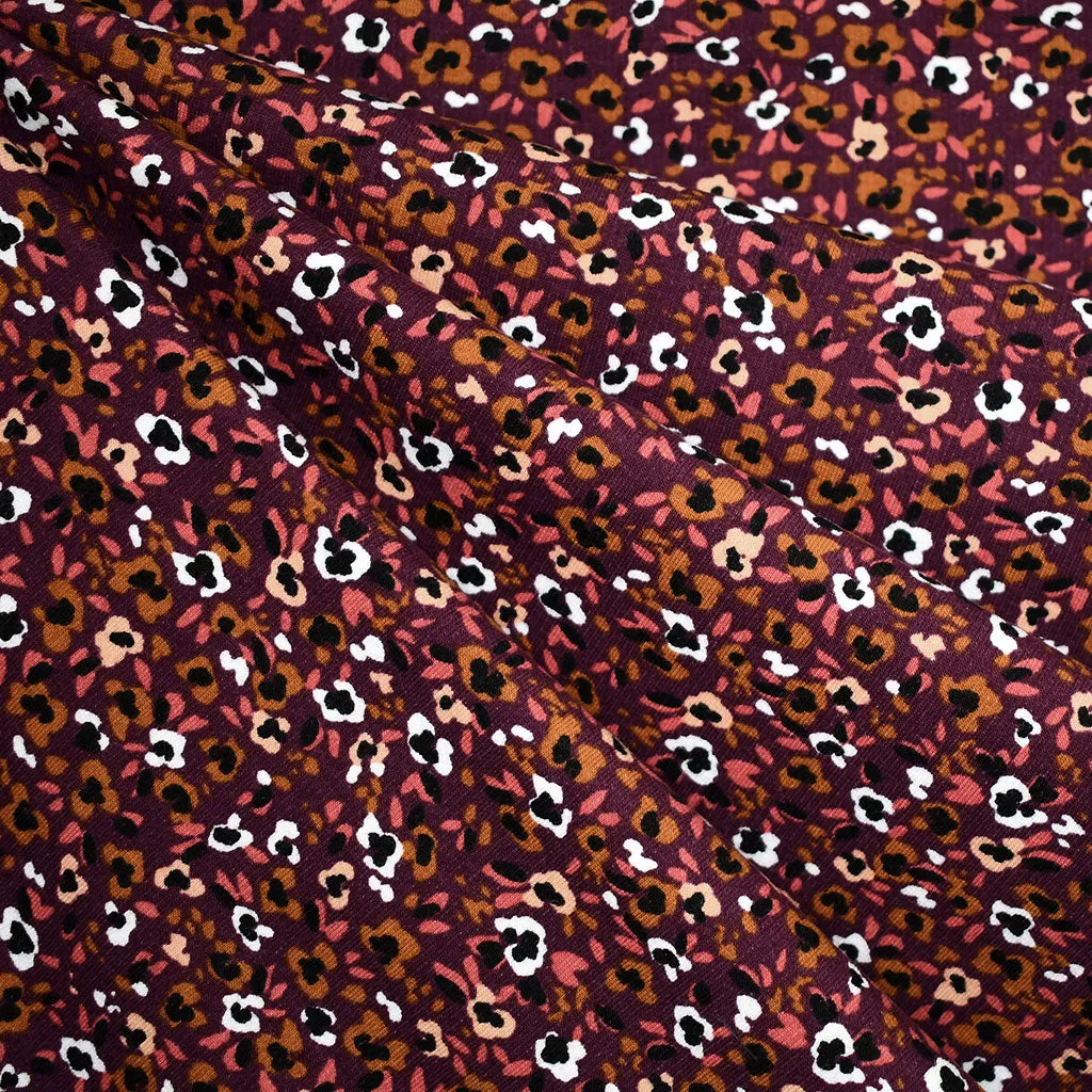 Abstract Ditsy Floral Sweatshirt Fleece Burgundy