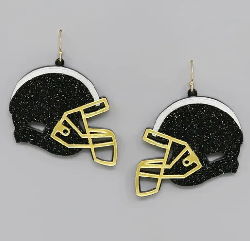 Acrylic Glitter Football Helmet Earring