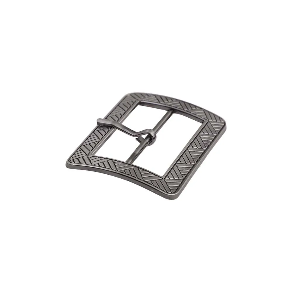 Antique Silver Engraved Design Frame Tongue/Prong Belt Buckle