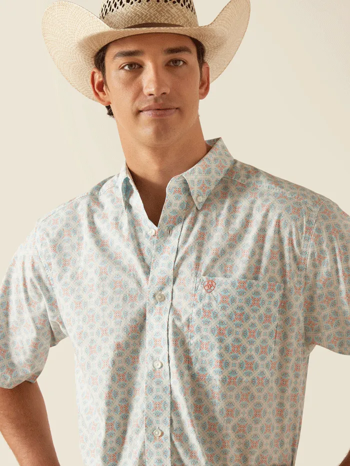Ariat 10048405 Mens Kai Classic Fit Short Sleeve Shirt Aqua