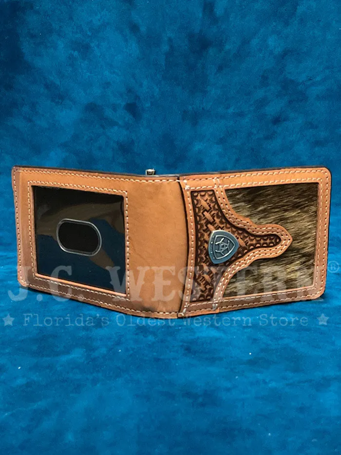 Ariat A3561948 Mens Calf Hair Basket Weave Bifold Money Clip Natural