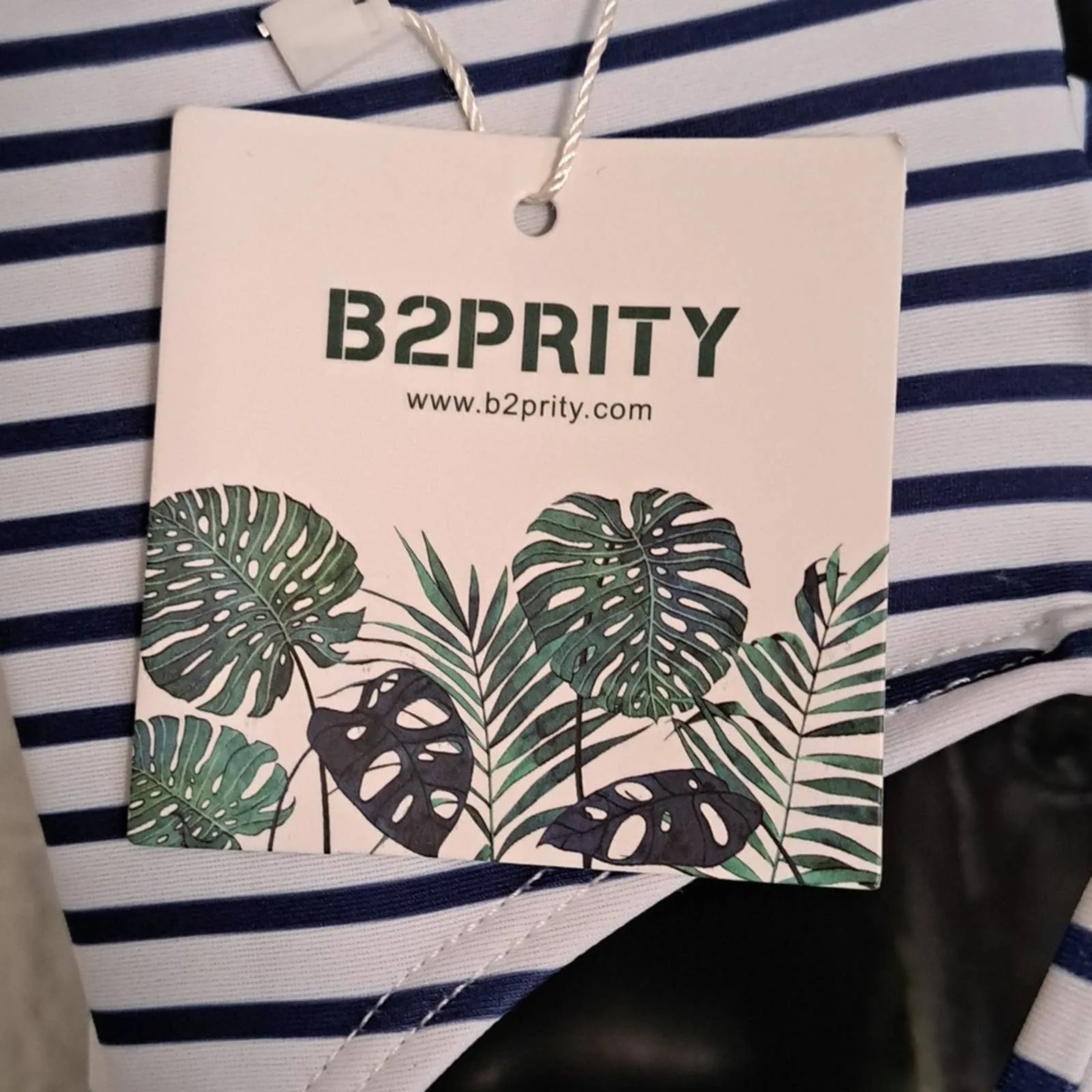 B2prity One Piece Front Cross Swimsuit in Navy Stripe