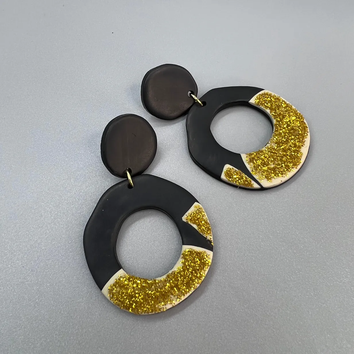Black and Gold Earrings - Who Dat Nation, NOLA Saints, New Orleans Saints, Black Gold, Polymer Clay Earrings, Saints Earrings, NOLA Jewelry