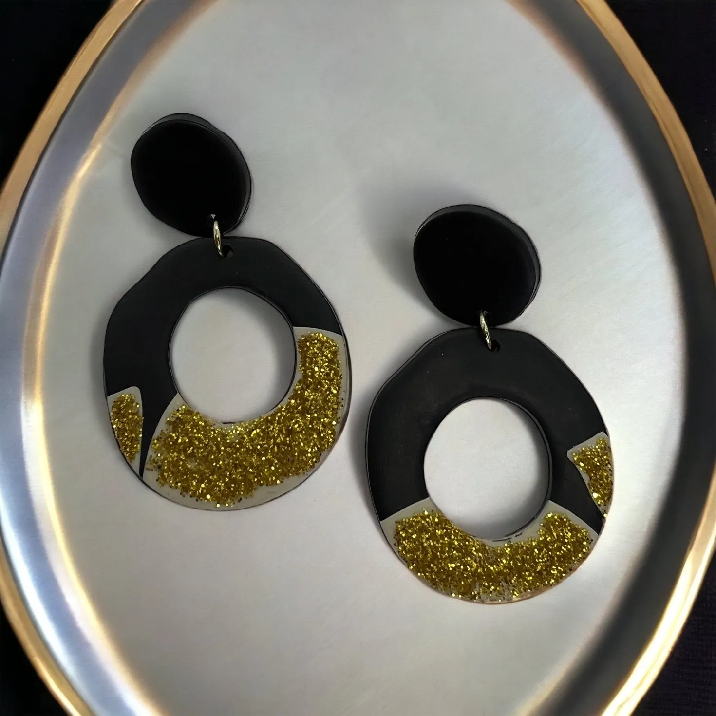 Black and Gold Earrings - Who Dat Nation, NOLA Saints, New Orleans Saints, Black Gold, Polymer Clay Earrings, Saints Earrings, NOLA Jewelry
