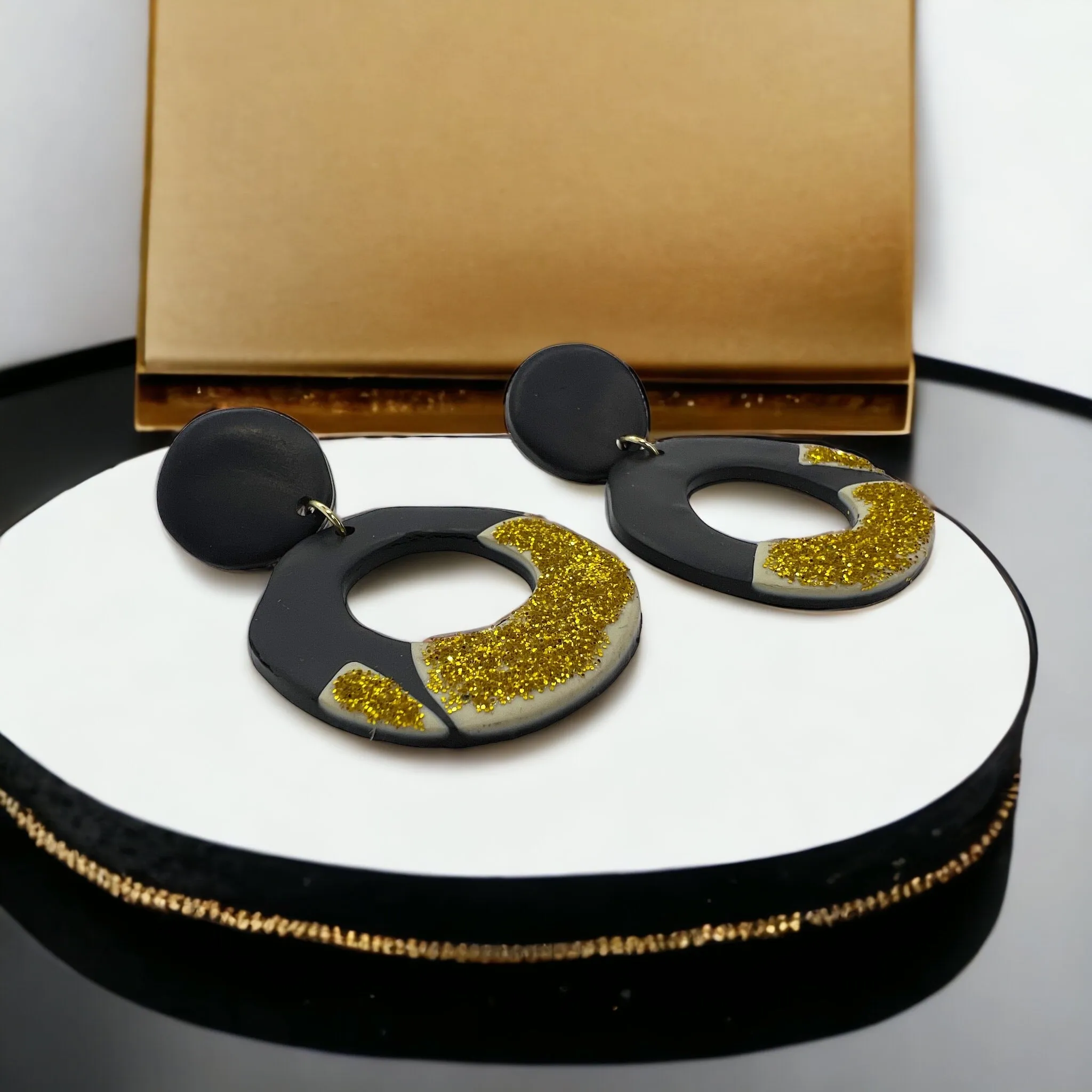 Black and Gold Earrings - Who Dat Nation, NOLA Saints, New Orleans Saints, Black Gold, Polymer Clay Earrings, Saints Earrings, NOLA Jewelry