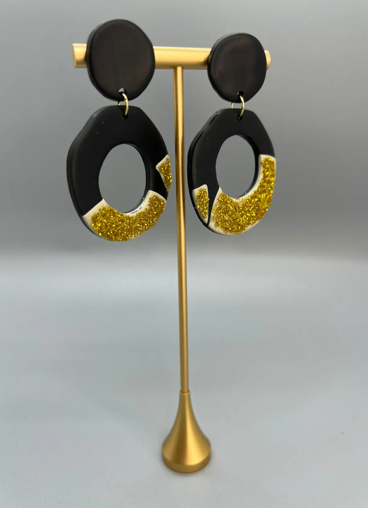 Black and Gold Earrings - Who Dat Nation, NOLA Saints, New Orleans Saints, Black Gold, Polymer Clay Earrings, Saints Earrings, NOLA Jewelry