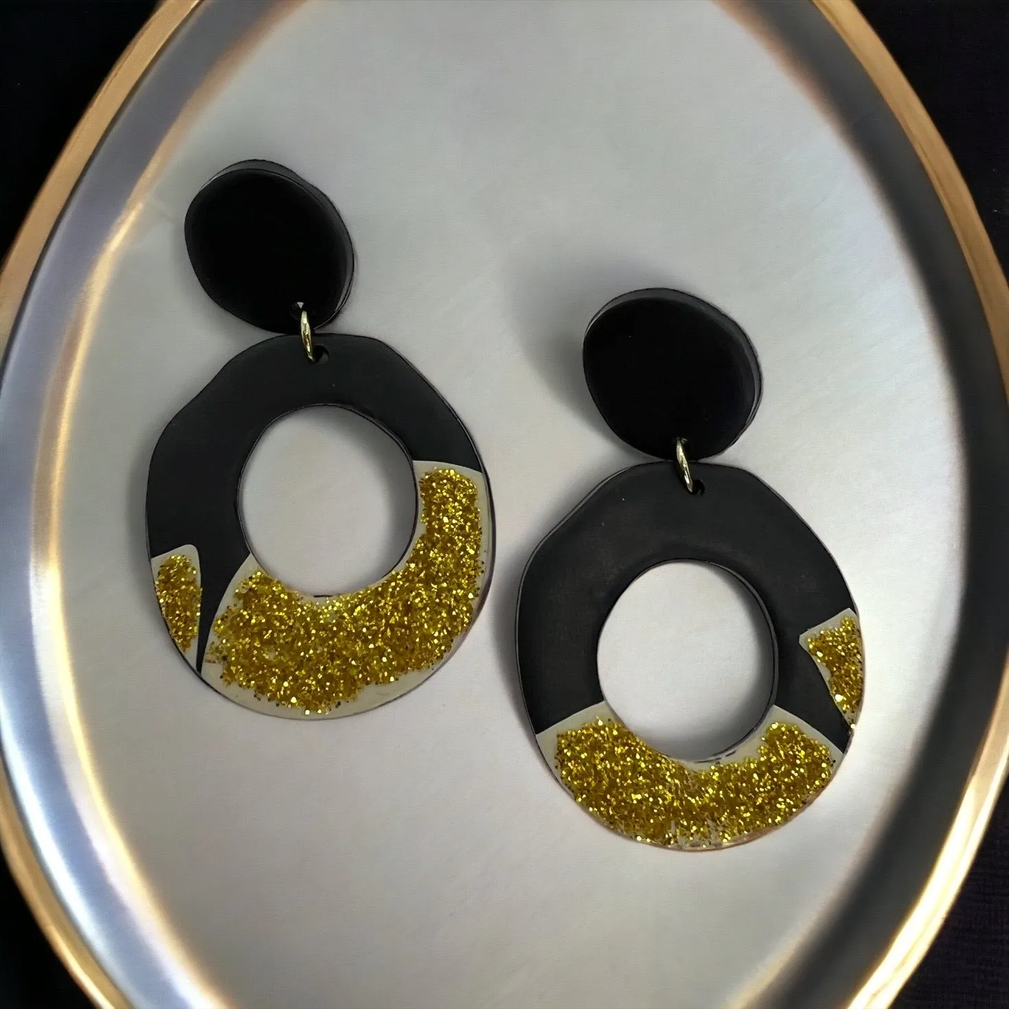 Black and Gold Earrings - Who Dat Nation, NOLA Saints, New Orleans Saints, Black Gold, Polymer Clay Earrings, Saints Earrings, NOLA Jewelry