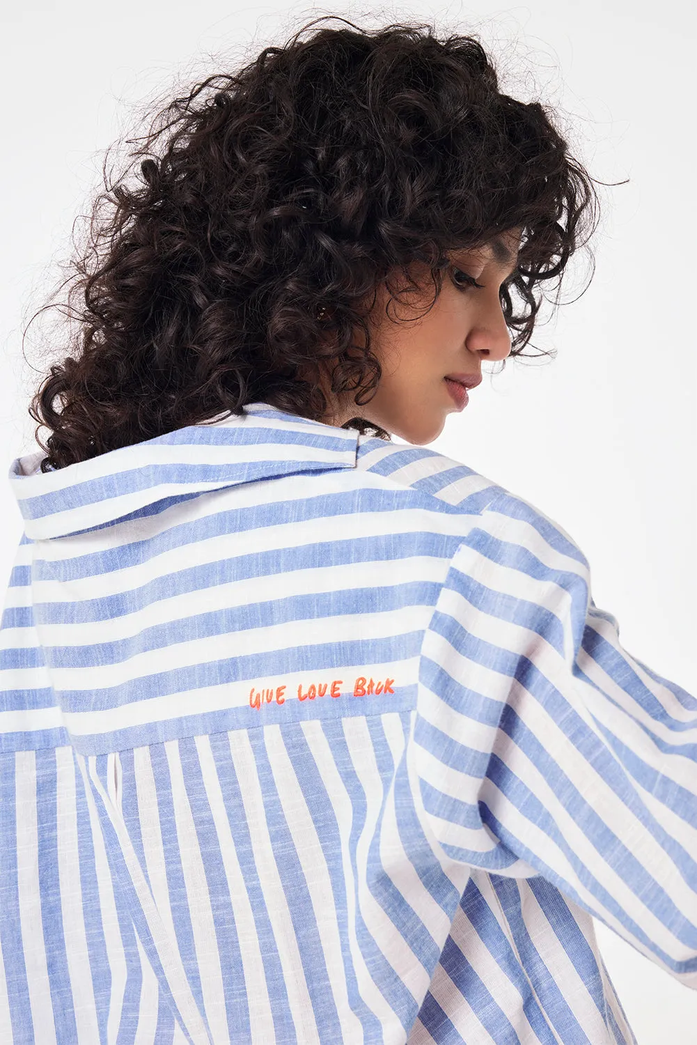 Blue and White Stripe Oversized Shirt