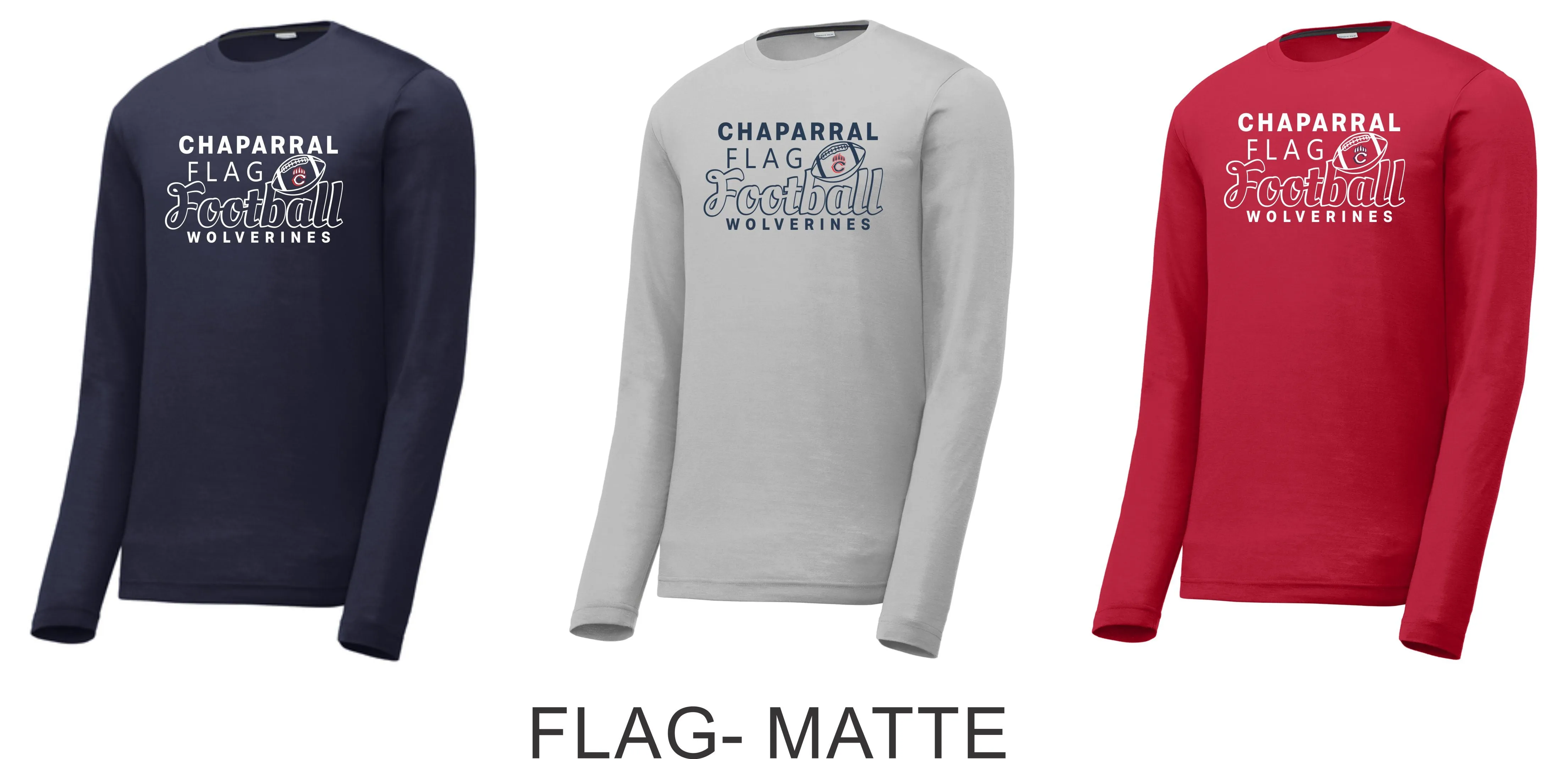 Chap Flag Football Long Sleeve Tee- 4 design choices