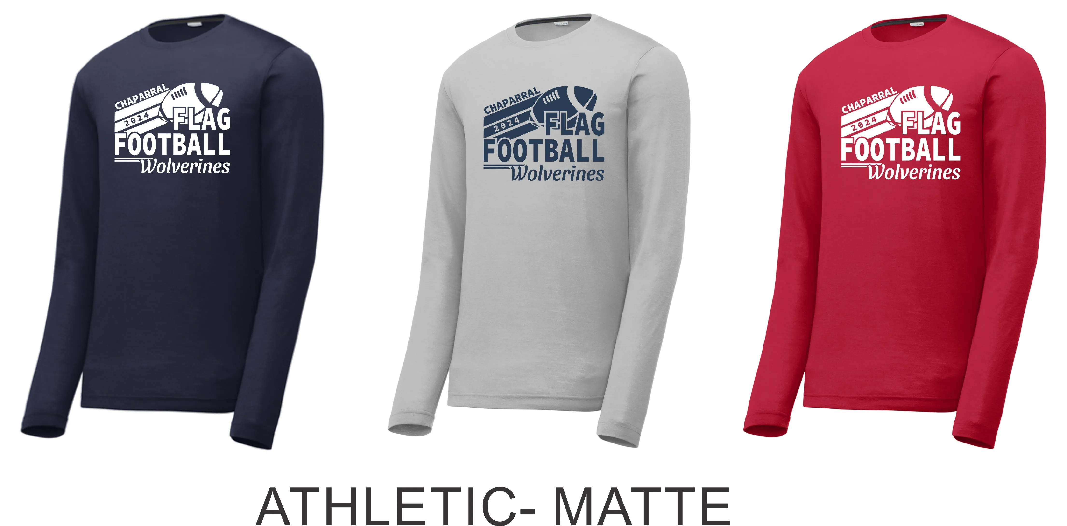 Chap Flag Football Long Sleeve Tee- 4 design choices
