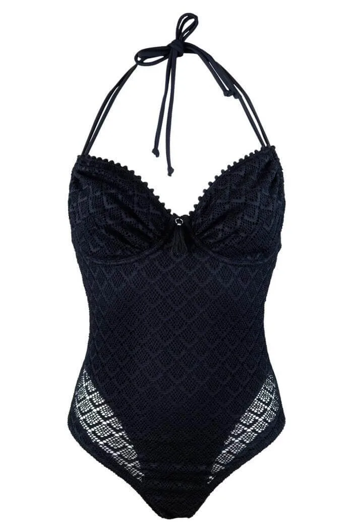 Conservative Lace Hydrangea Solid Color Sexy One-piece Swimsuit Swimsuit