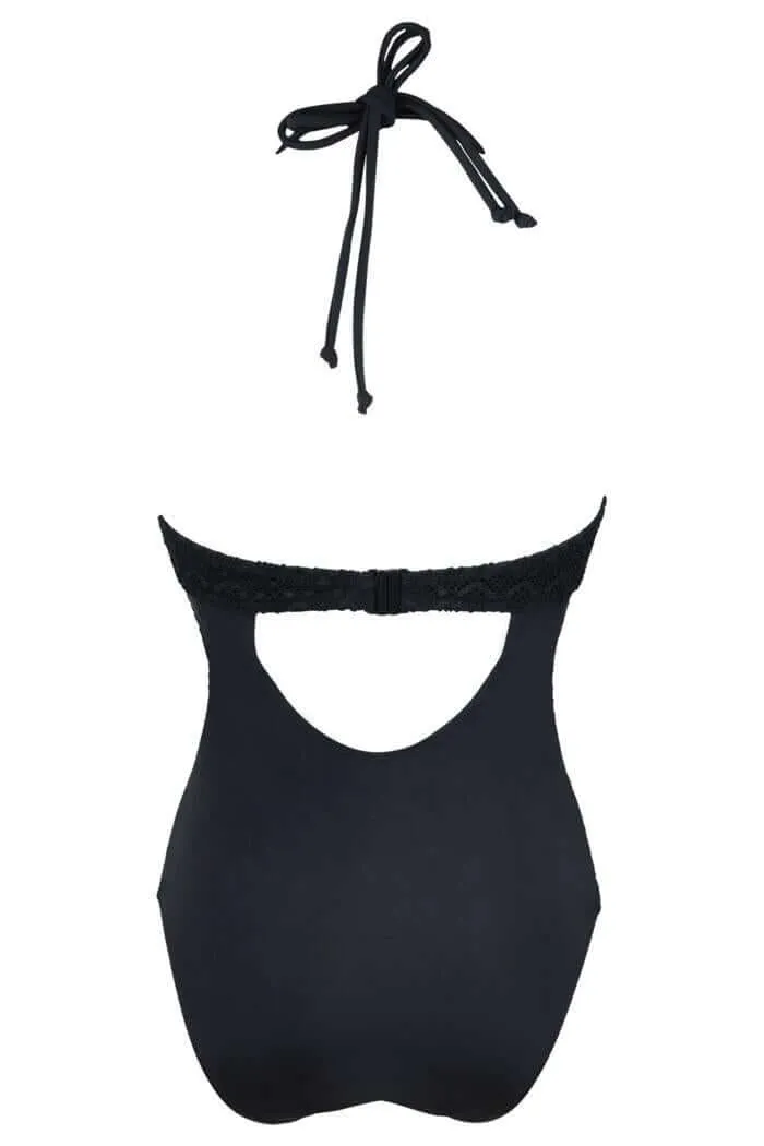 Conservative Lace Hydrangea Solid Color Sexy One-piece Swimsuit Swimsuit