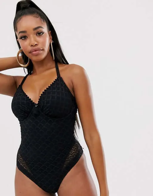 Conservative Lace Hydrangea Solid Color Sexy One-piece Swimsuit Swimsuit