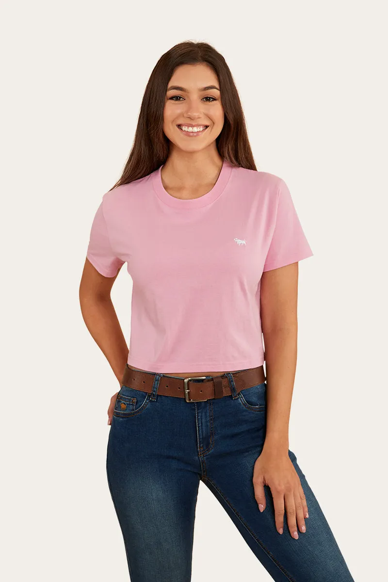 Cowgirl Heart Womens Cropped T-Shirt - Pastel Pink