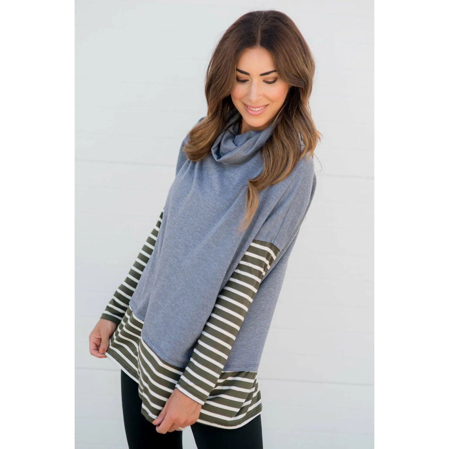 Cowl Neck Accent Tunic Sweatshirt