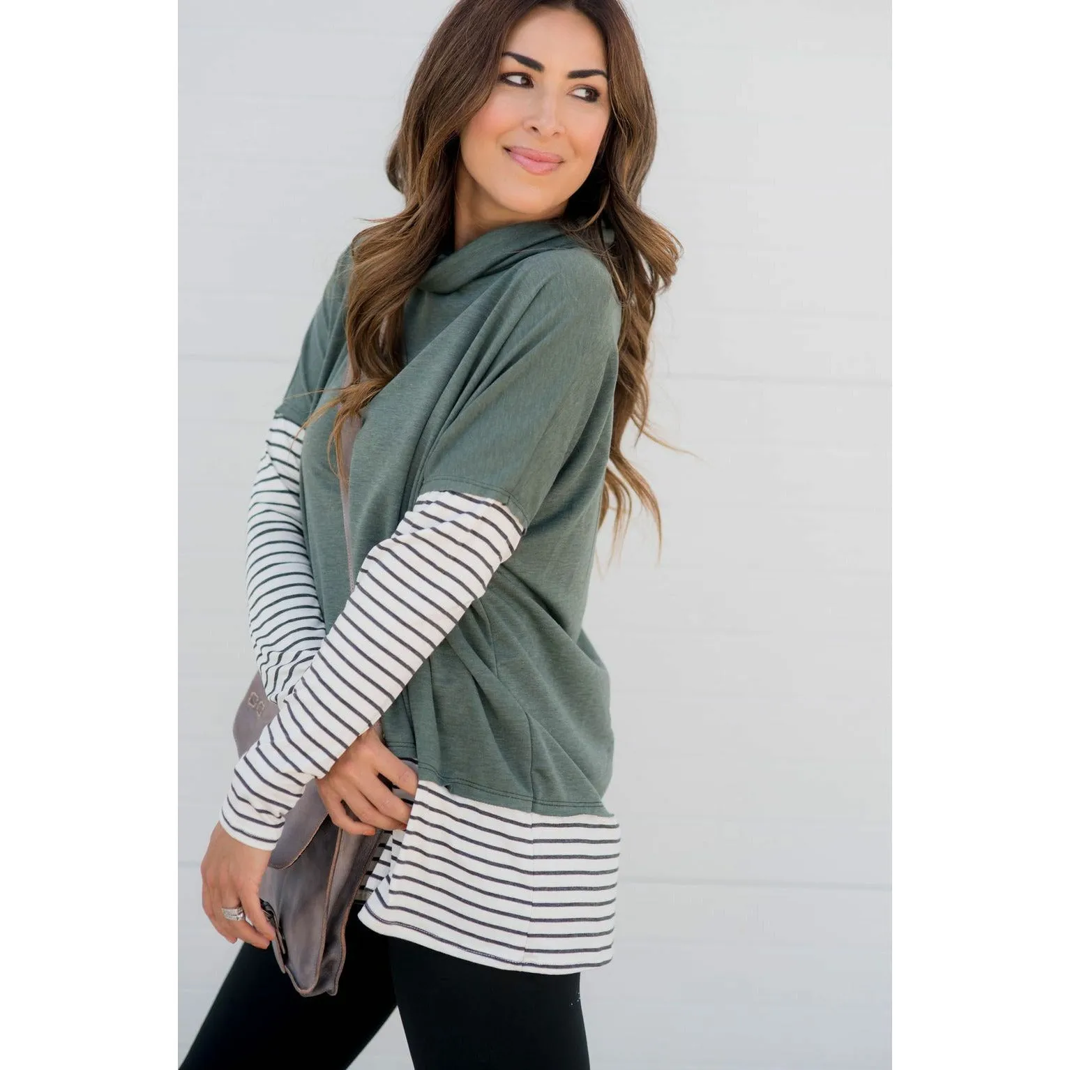 Cowl Neck Accent Tunic Sweatshirt