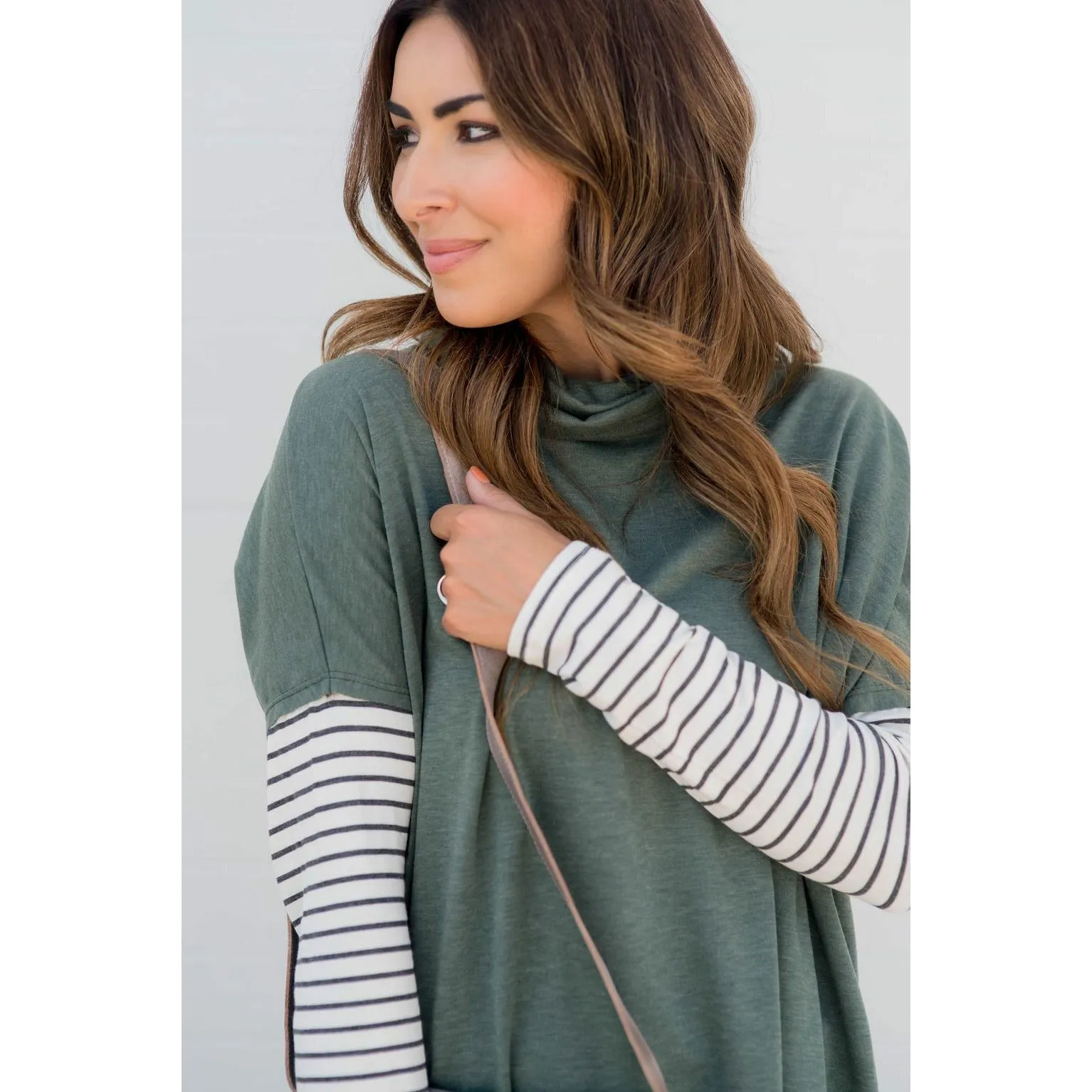 Cowl Neck Accent Tunic Sweatshirt
