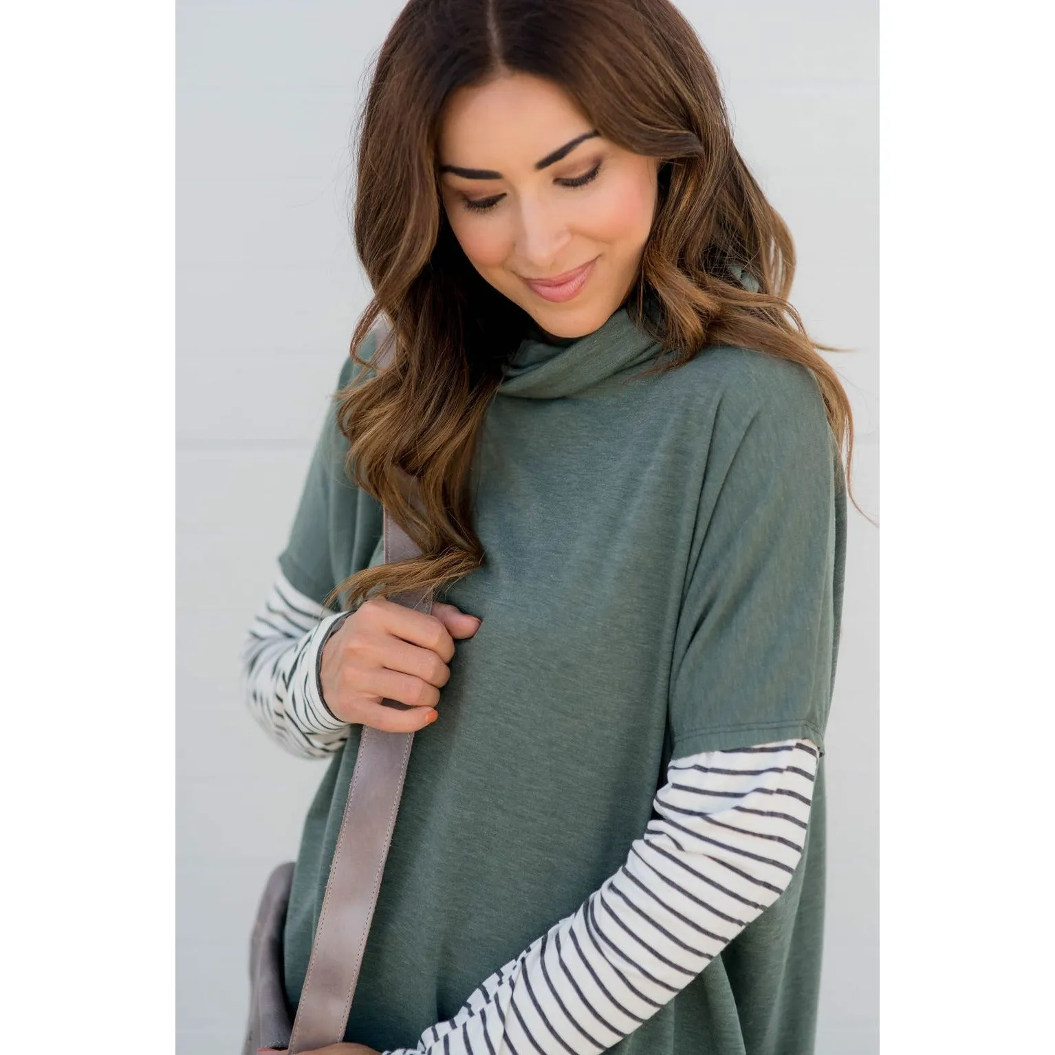 Cowl Neck Accent Tunic Sweatshirt