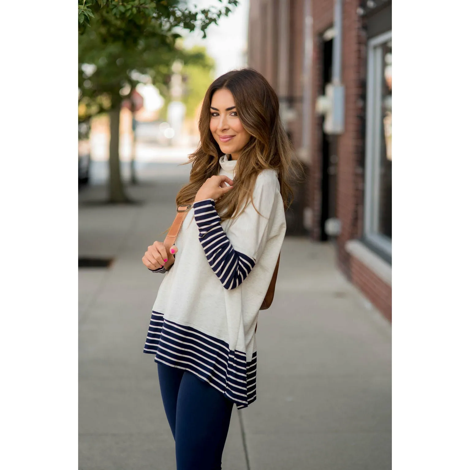 Cowl Neck Accent Tunic Sweatshirt