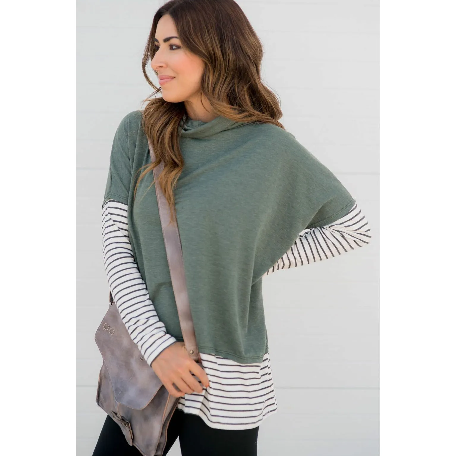 Cowl Neck Accent Tunic Sweatshirt