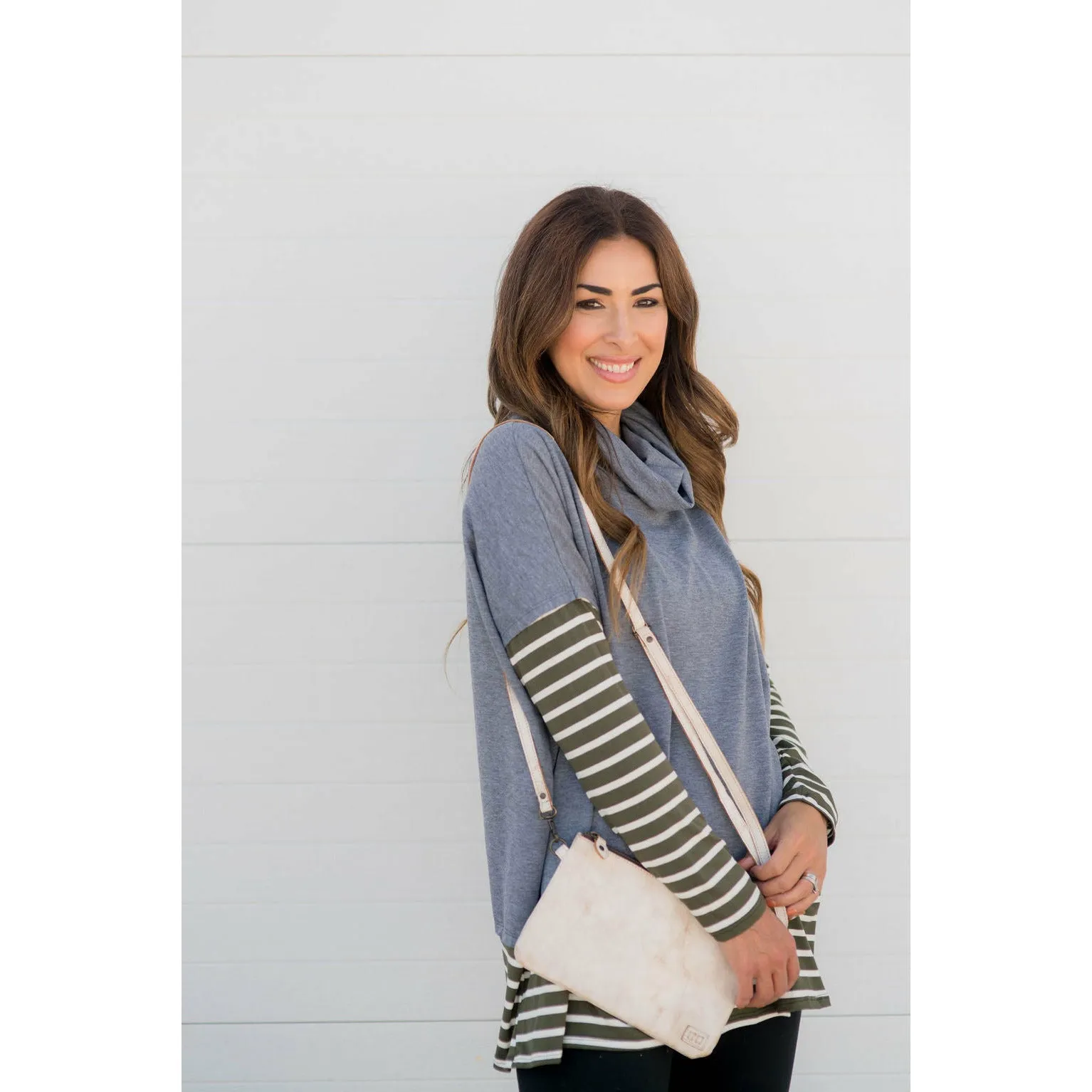 Cowl Neck Accent Tunic Sweatshirt