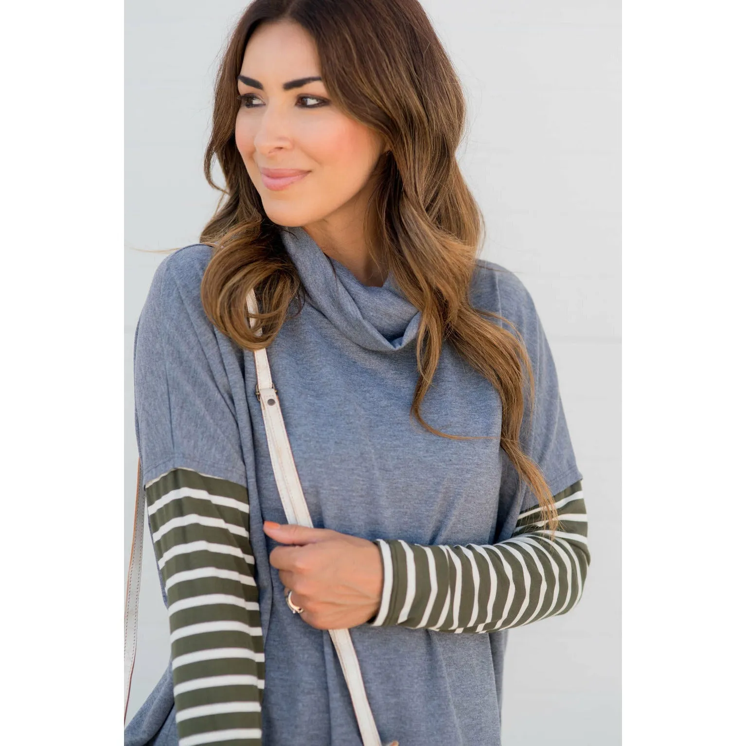 Cowl Neck Accent Tunic Sweatshirt