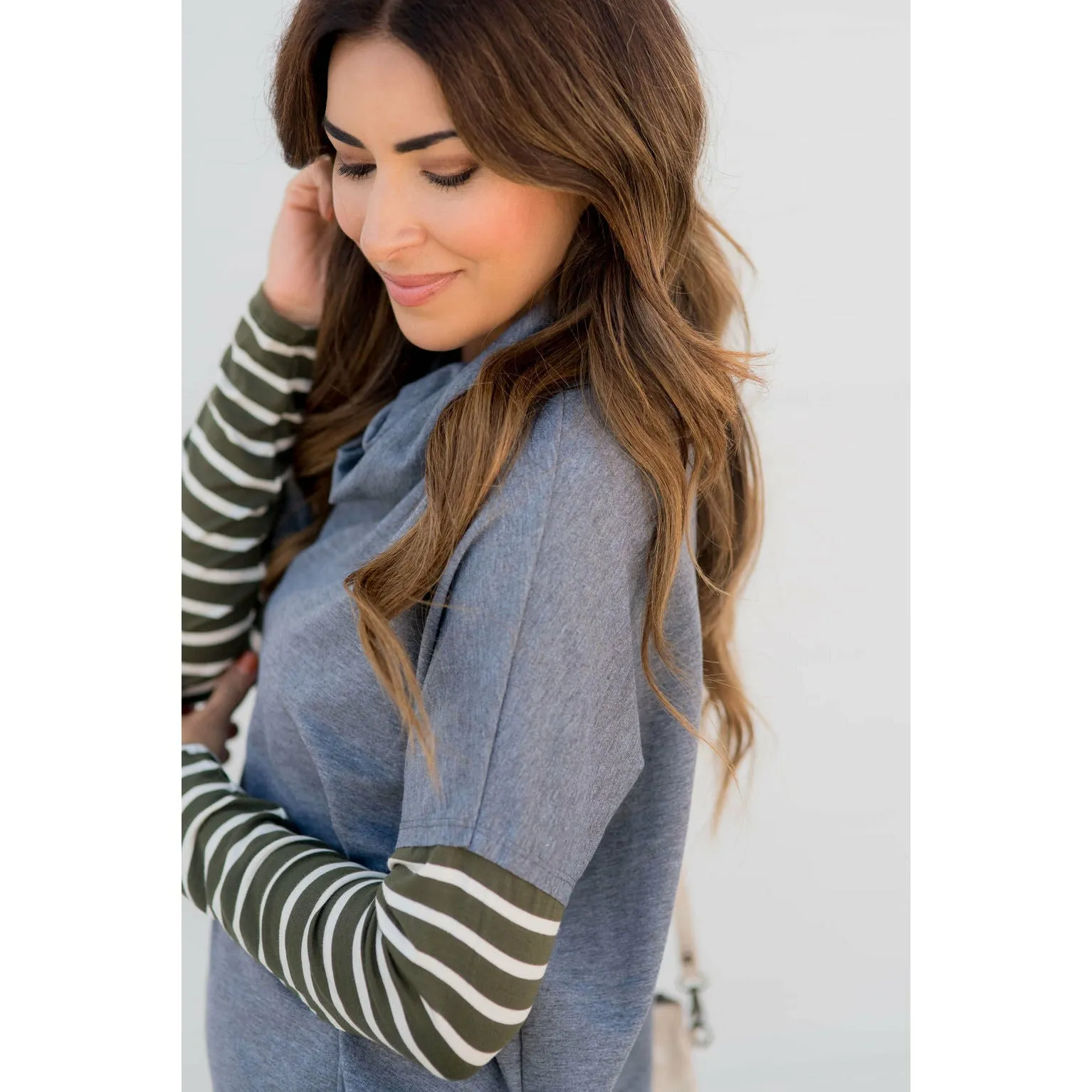 Cowl Neck Accent Tunic Sweatshirt
