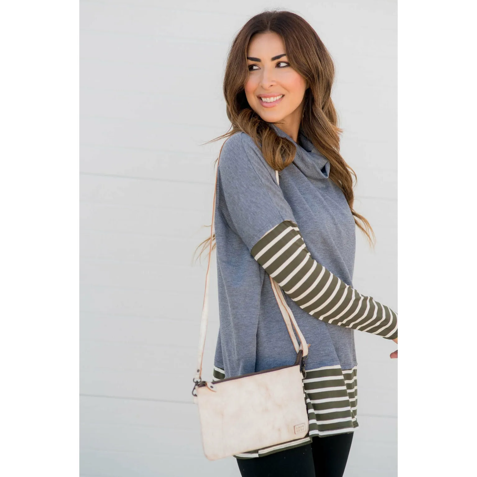 Cowl Neck Accent Tunic Sweatshirt