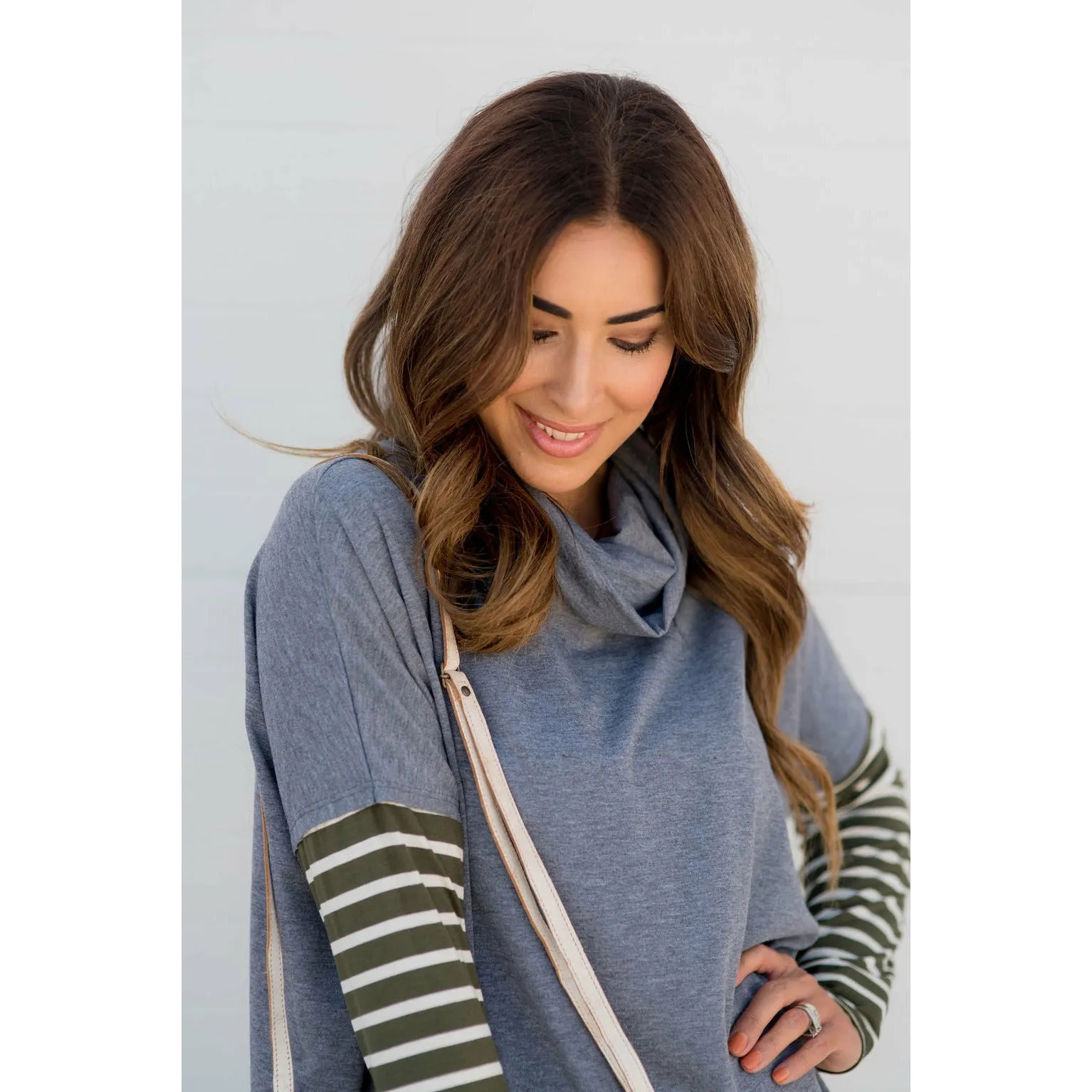 Cowl Neck Accent Tunic Sweatshirt
