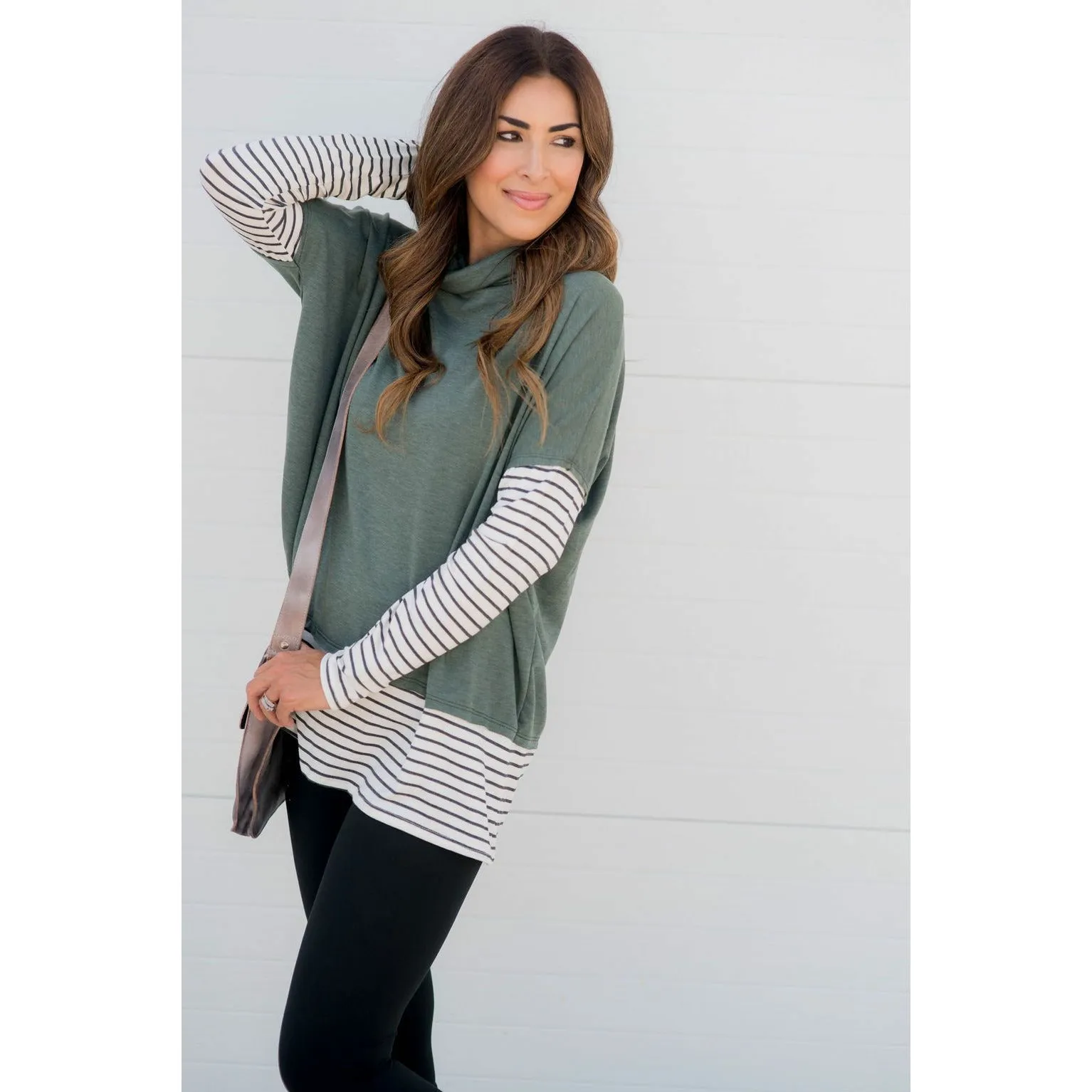 Cowl Neck Accent Tunic Sweatshirt