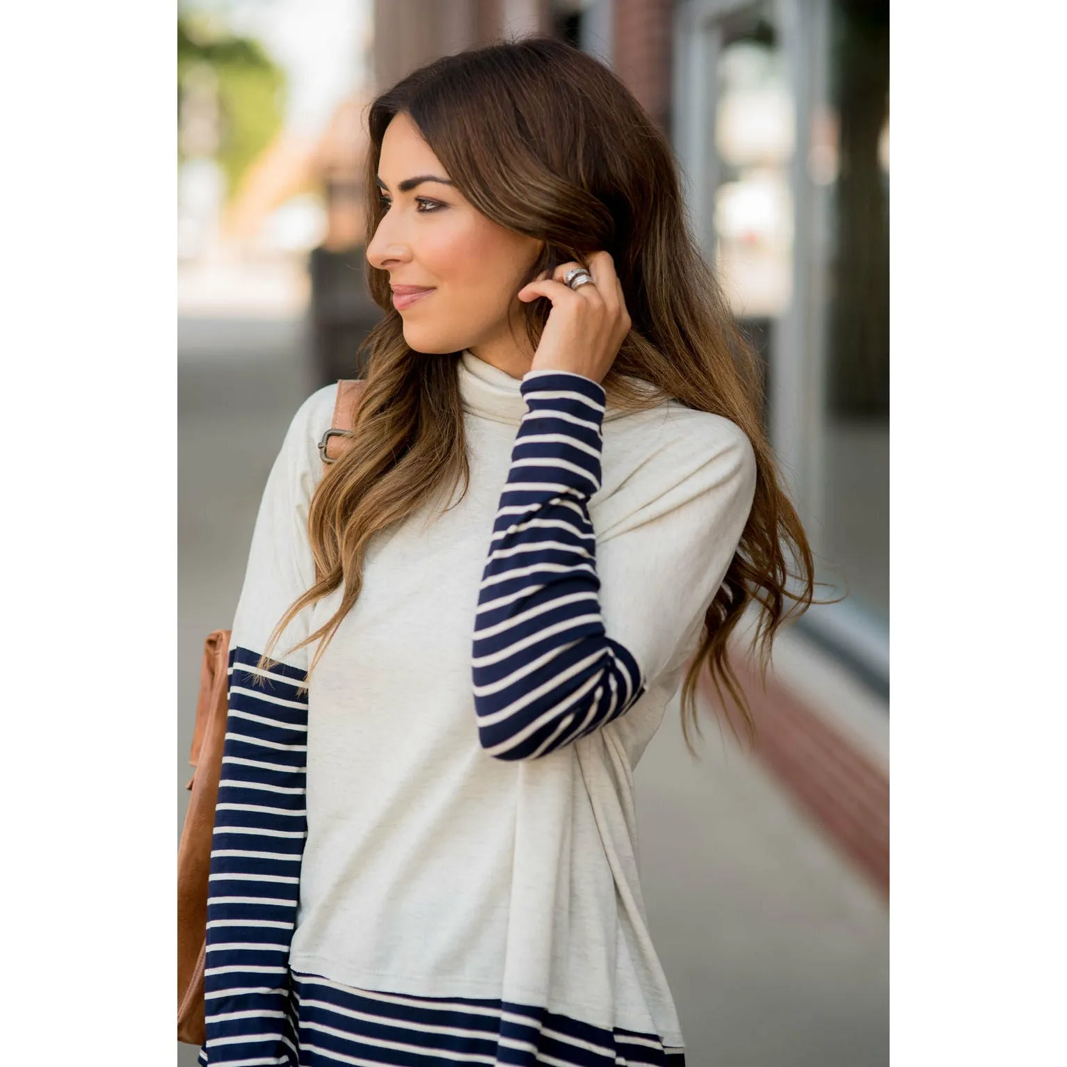 Cowl Neck Accent Tunic Sweatshirt