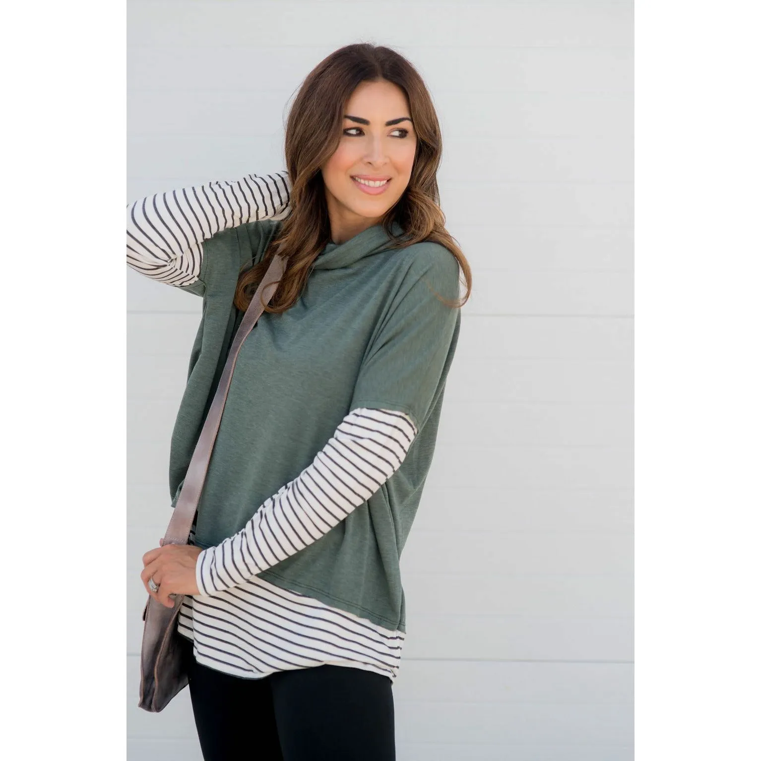 Cowl Neck Accent Tunic Sweatshirt