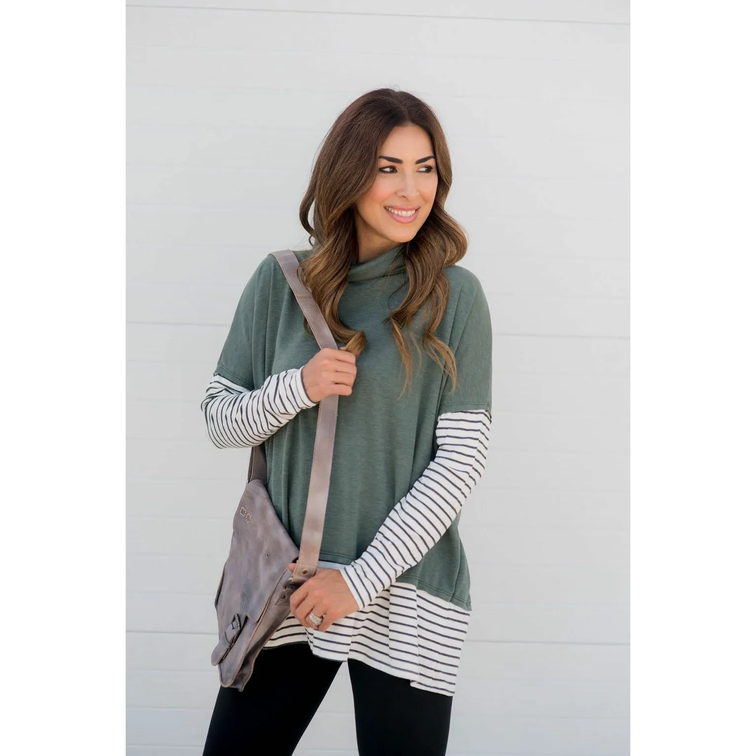 Cowl Neck Accent Tunic Sweatshirt