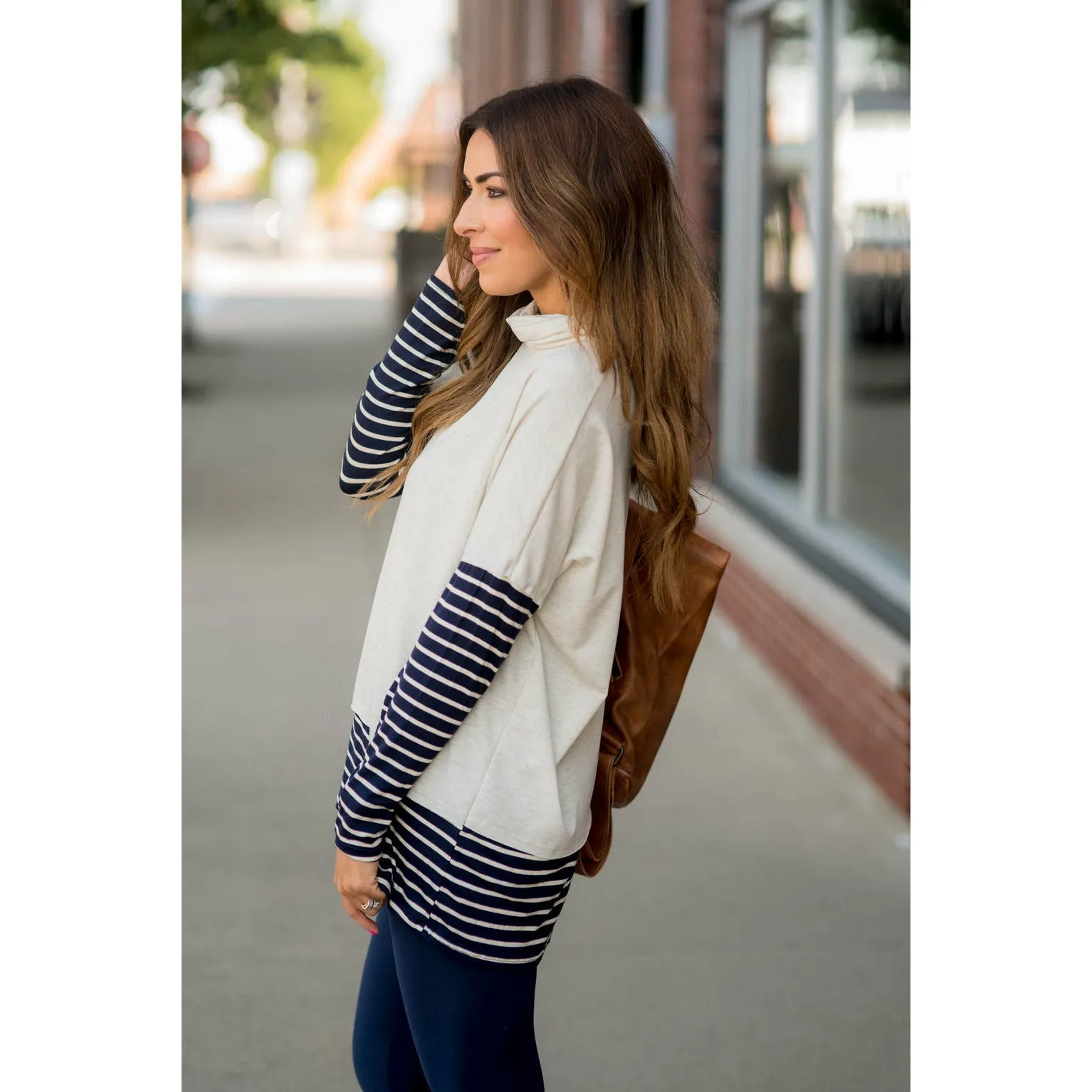 Cowl Neck Accent Tunic Sweatshirt