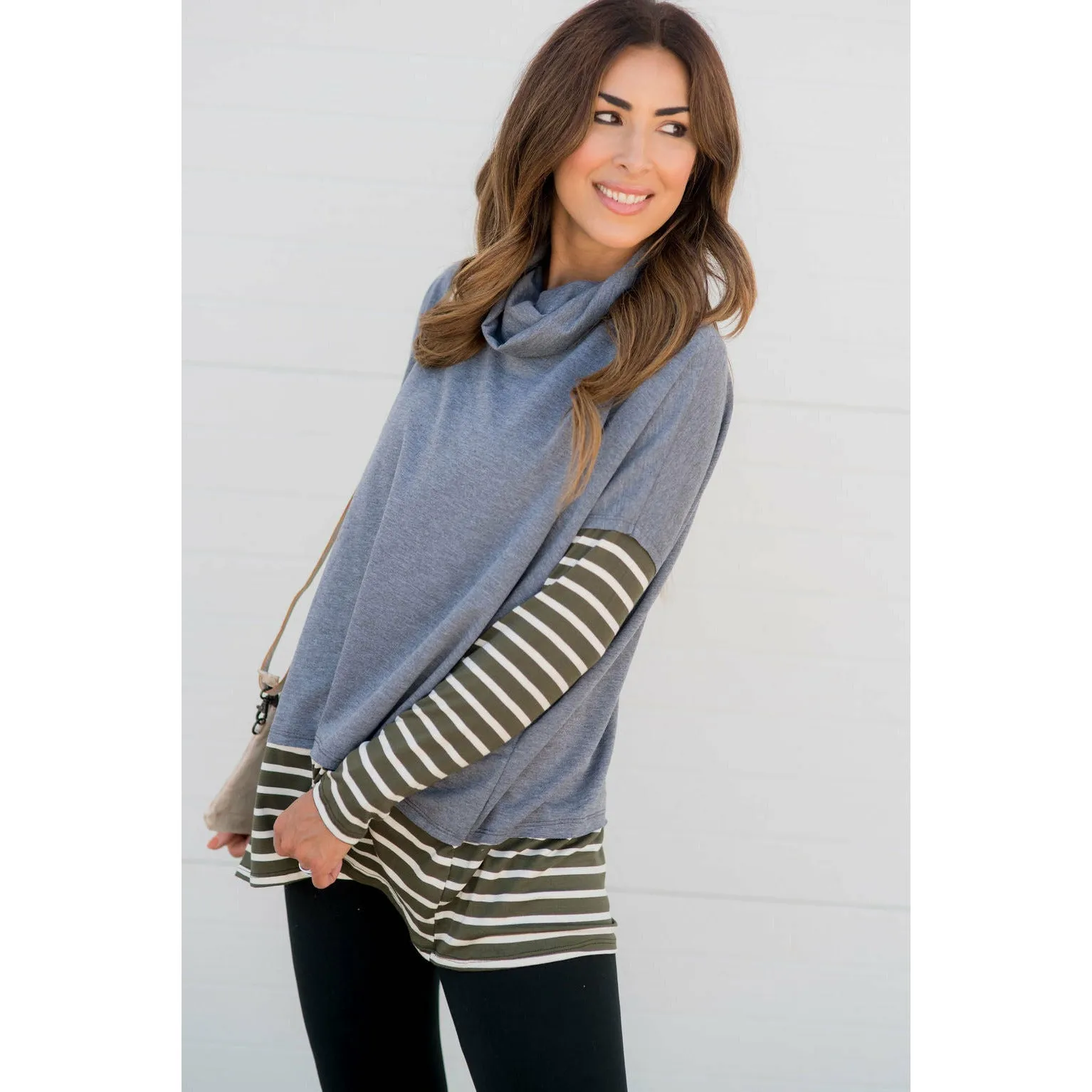 Cowl Neck Accent Tunic Sweatshirt
