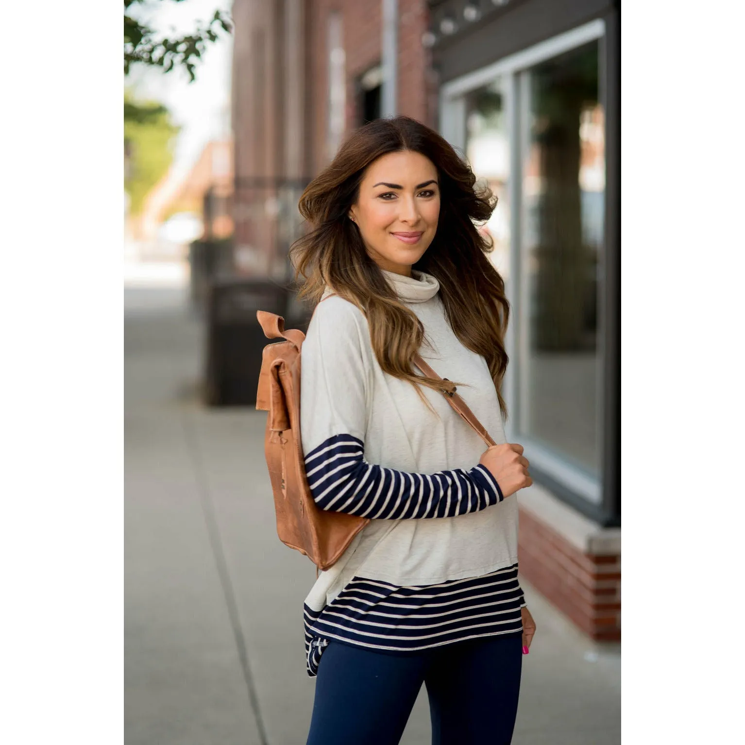 Cowl Neck Accent Tunic Sweatshirt
