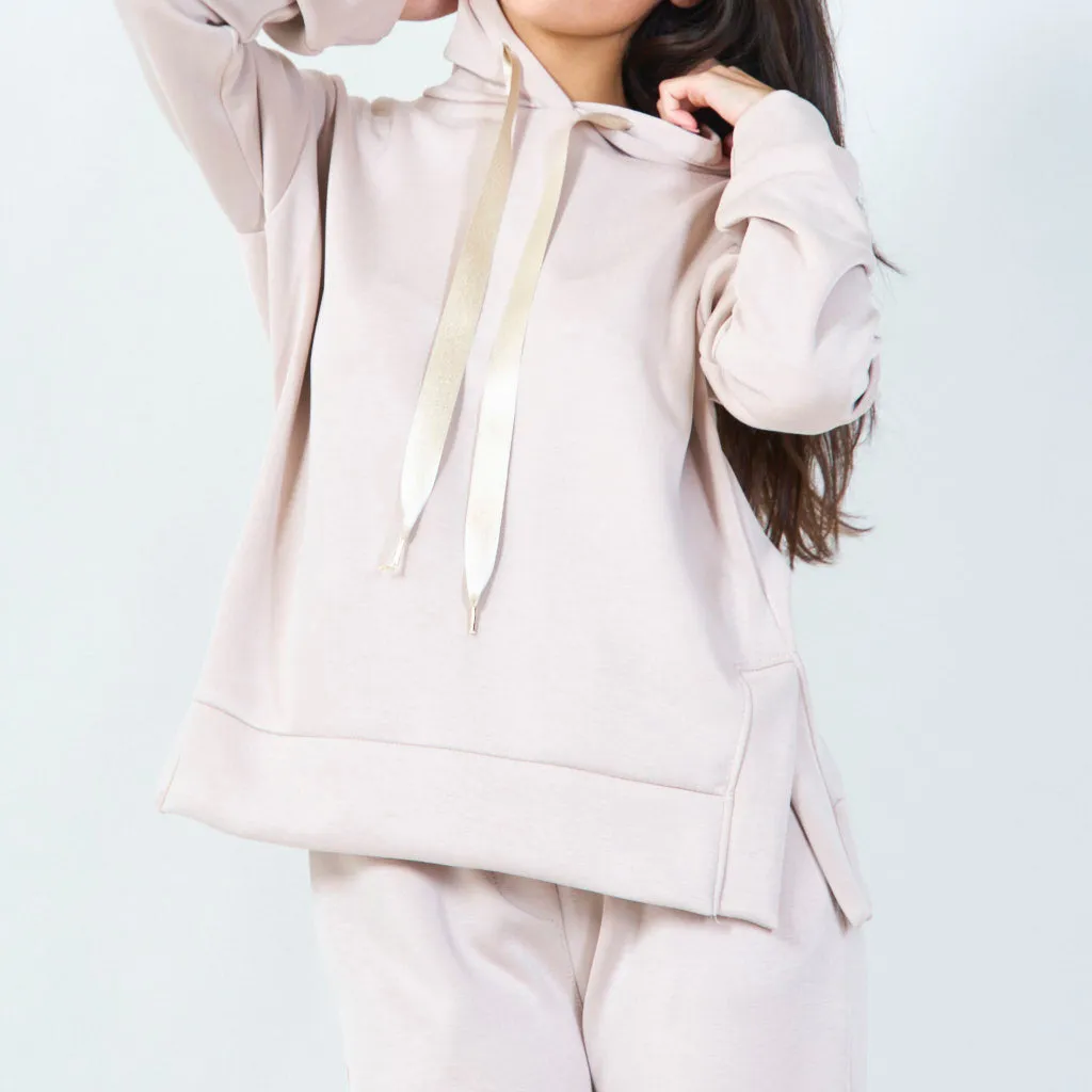 Cozy pullover hoodie with long drawstrings wholesale