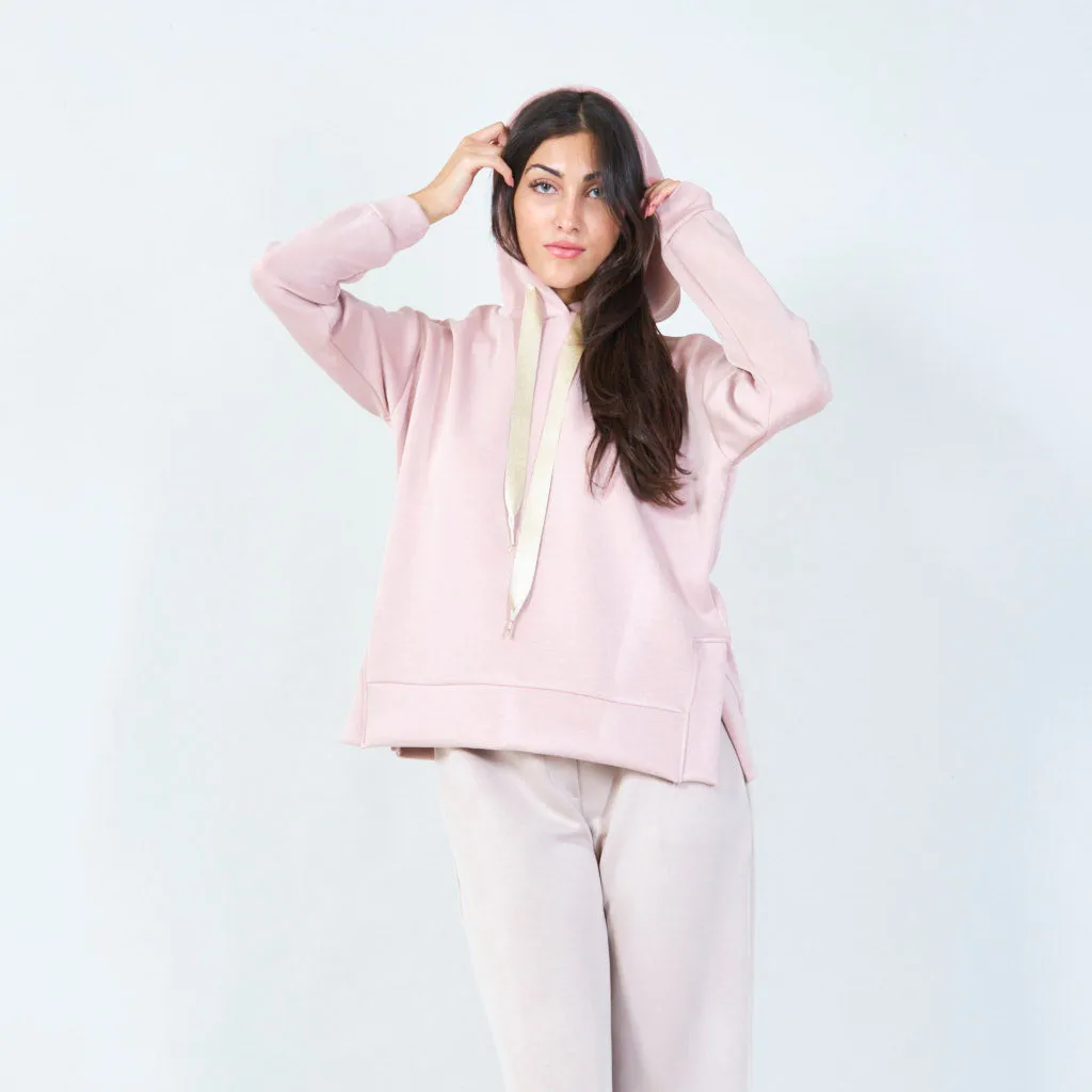 Cozy pullover hoodie with long drawstrings wholesale