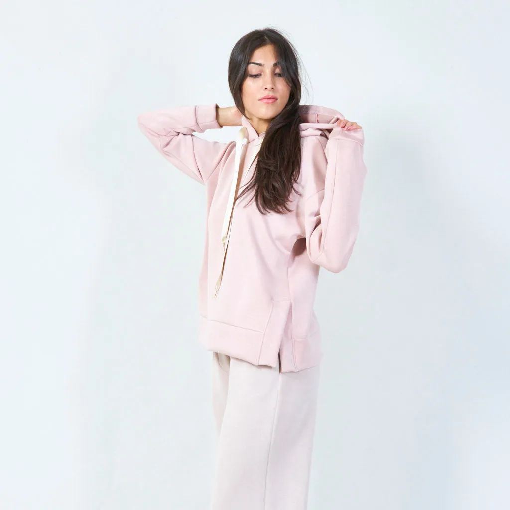 Cozy pullover hoodie with long drawstrings wholesale