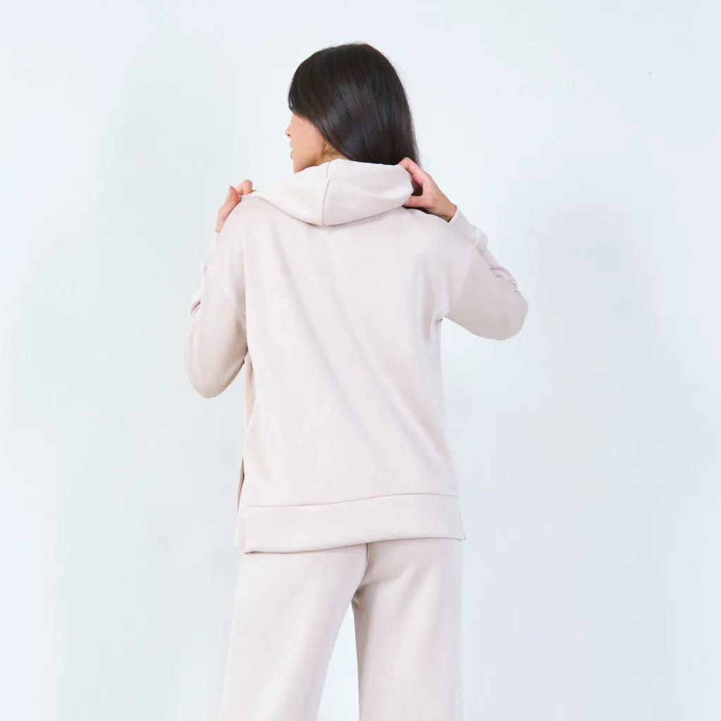 Cozy pullover hoodie with long drawstrings wholesale