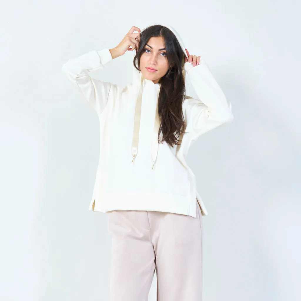 Cozy pullover hoodie with long drawstrings wholesale