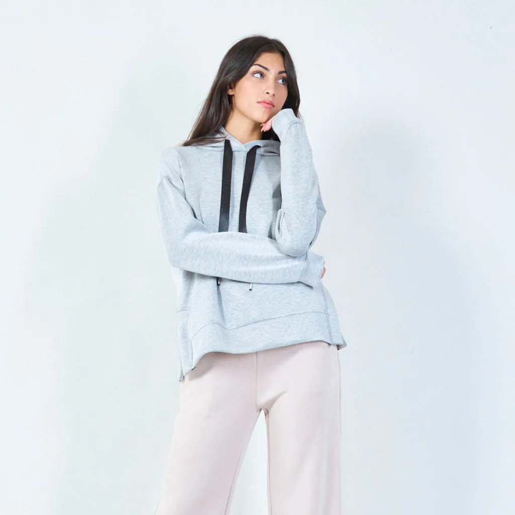 Cozy pullover hoodie with long drawstrings wholesale