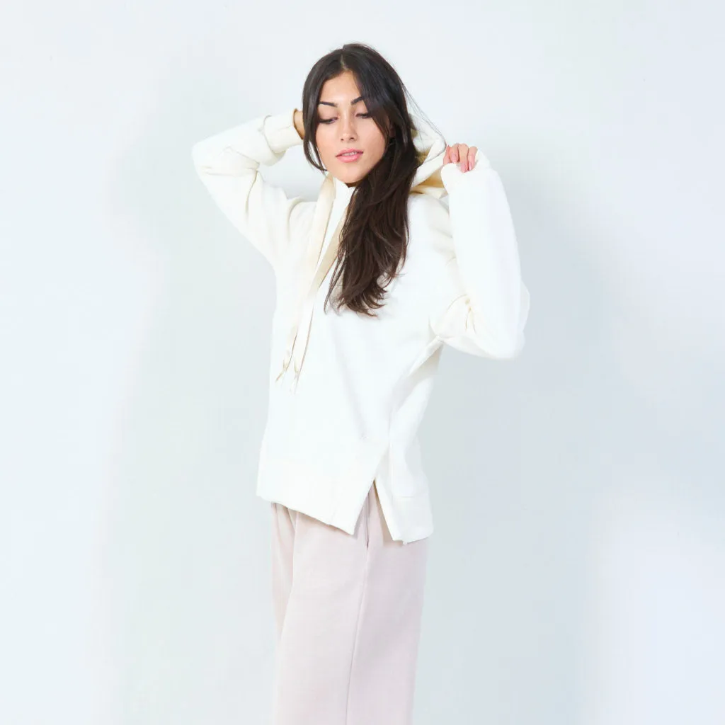 Cozy pullover hoodie with long drawstrings wholesale