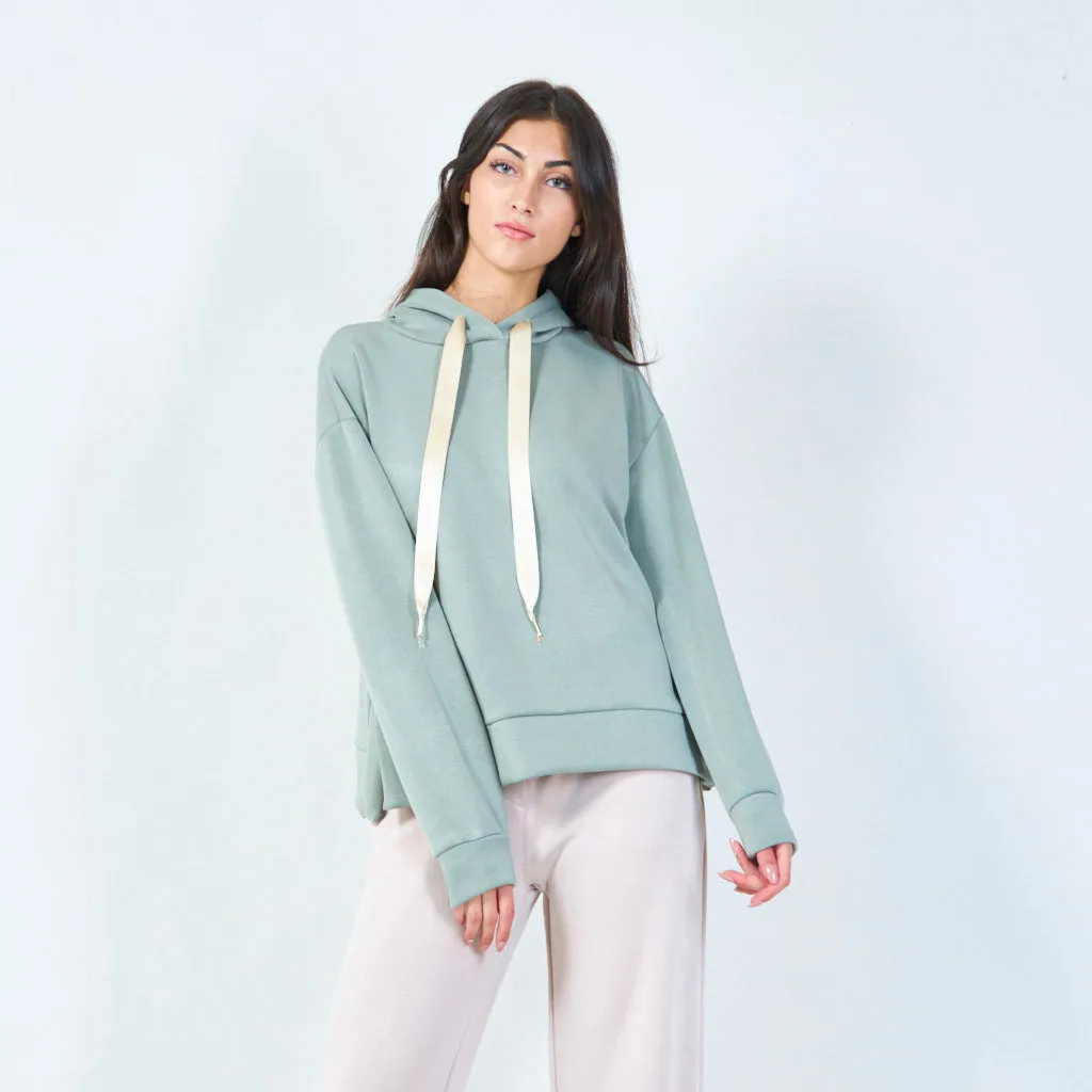 Cozy pullover hoodie with long drawstrings wholesale