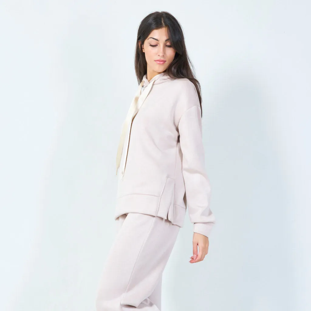 Cozy pullover hoodie with long drawstrings wholesale