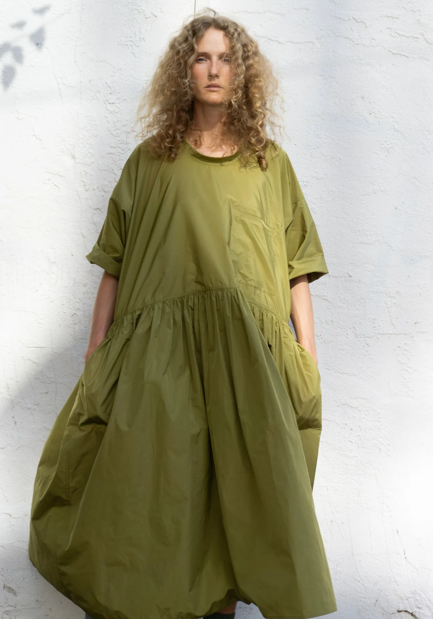 Delos Drop Waist Dress in Olive Oil