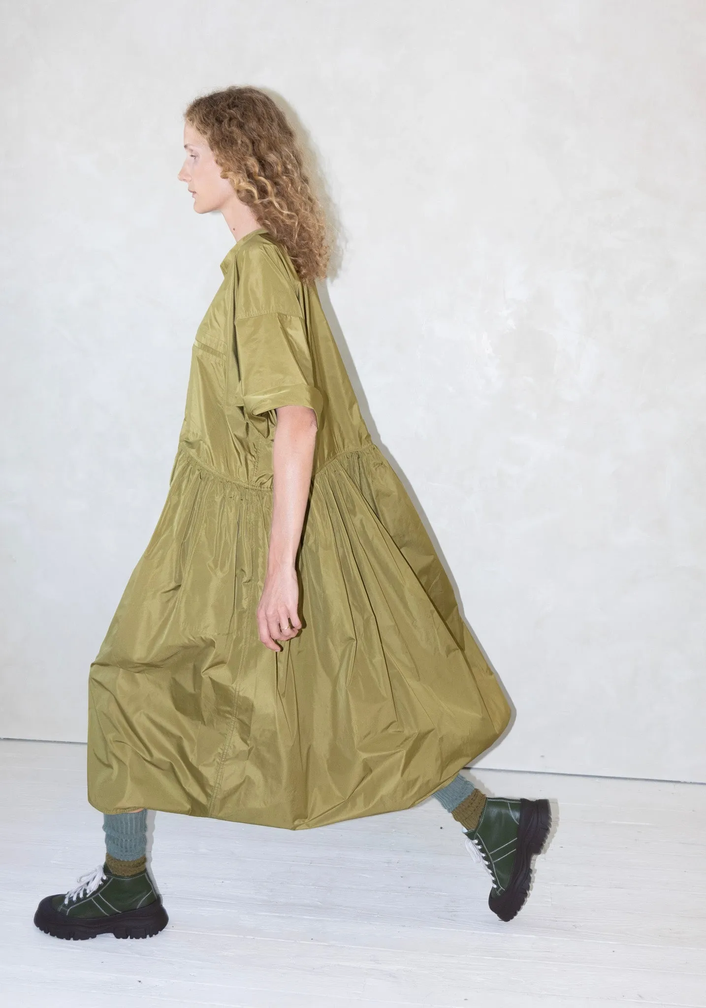 Delos Drop Waist Dress in Olive Oil