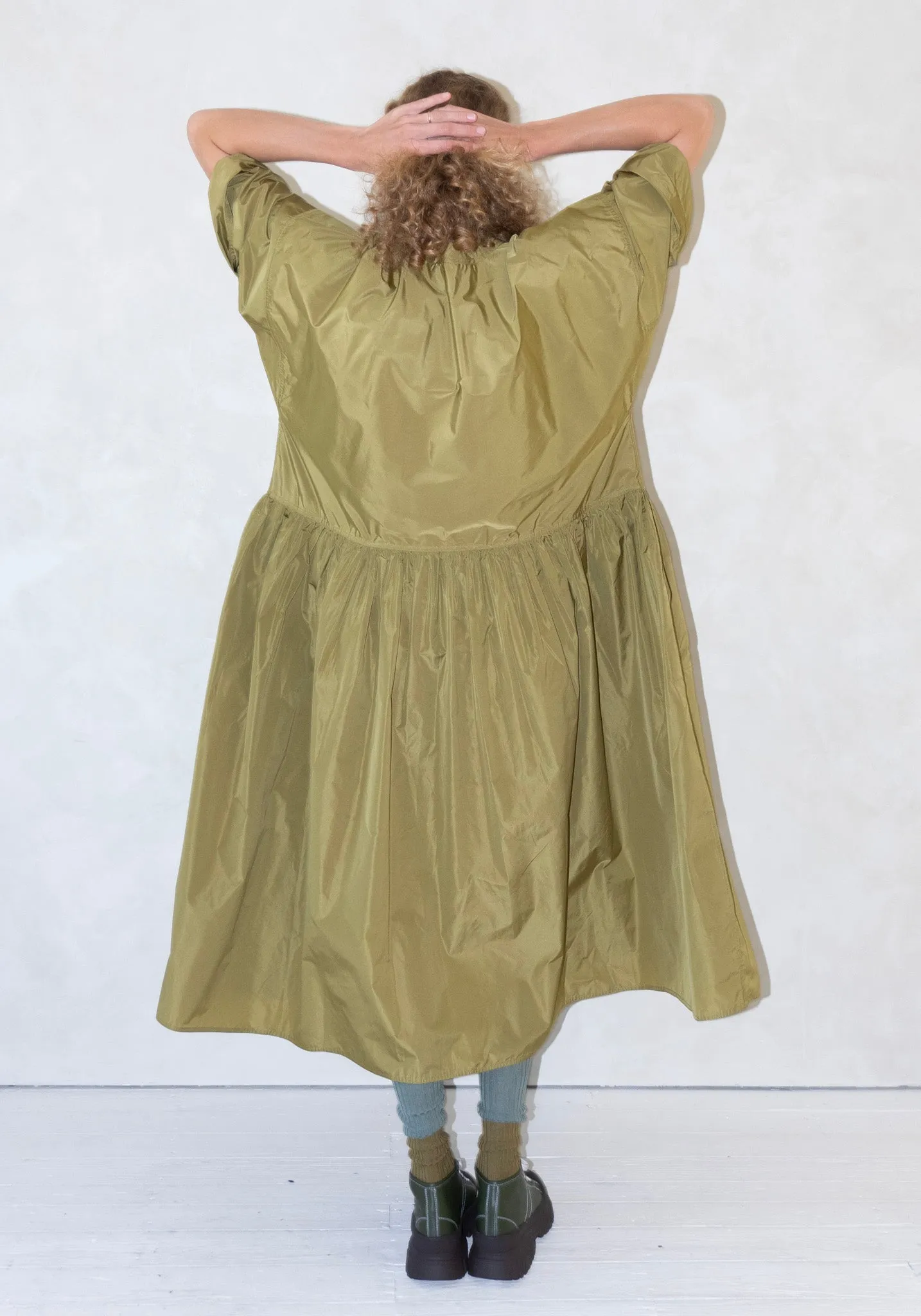 Delos Drop Waist Dress in Olive Oil