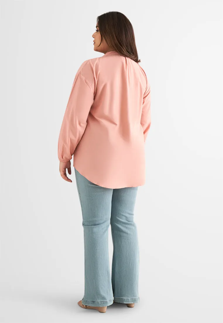 Edie Bohemian Tie Front Embroidery Blouse - Pink